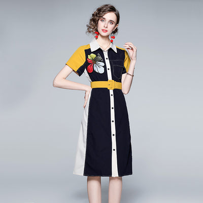 Vestido Camisero con Bordado y Cuello Solapa - Image 10