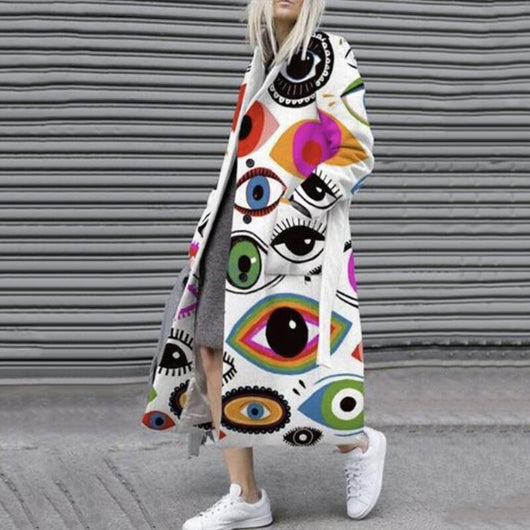 Abrigo Largo Mujer con Estampado y Costura de Dragón y Fénix - Image 12