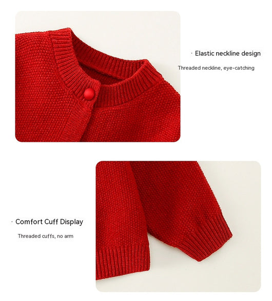 Cardigan Tejido Infantil de Manga Larga - Conjunto Versátil para Niños - Image 10