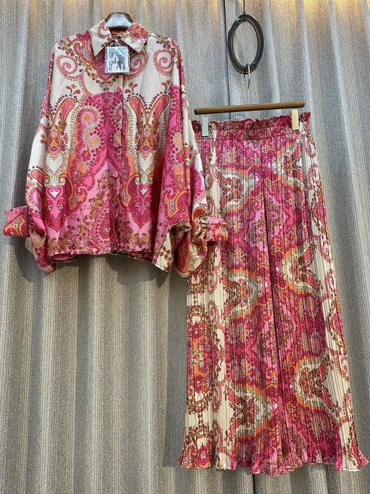 Conjunto de Dos Piezas: Blusa Estampada Personalizada + Pantalón Ancho de Cintura Alta - Image 27