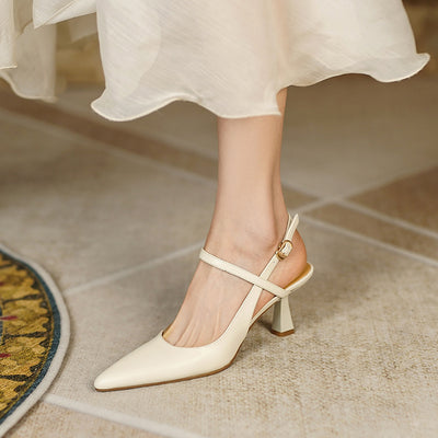 Sandalias Stiletto Punta Aguda con Hebilla de Cuero para Mujer - Image 16