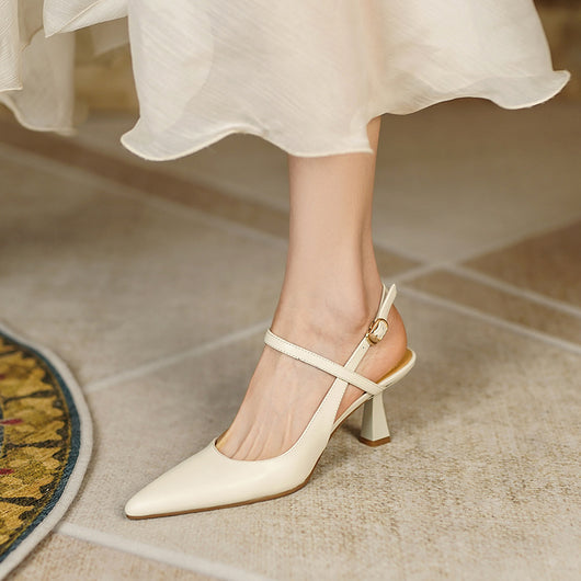 Sandalias Stiletto Punta Aguda con Hebilla de Cuero para Mujer - Image 16