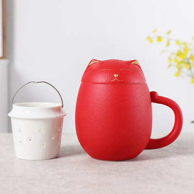 Taza Cerámica Creativa con Filtro y Tapa para Té