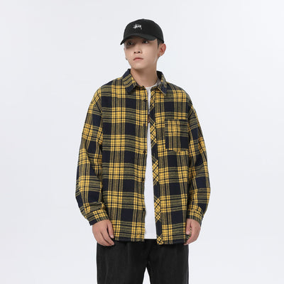 Camisa Casual Retro Cuadros para Hombre - Corte Holgado Primavera Otoño - Image 2