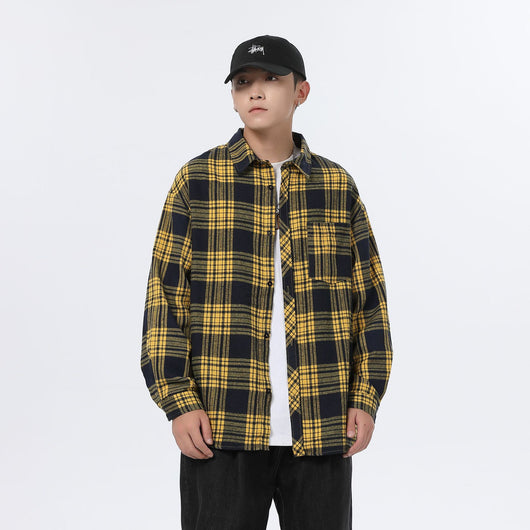 Camisa Casual Retro Cuadros para Hombre - Corte Holgado Primavera Otoño - Image 2
