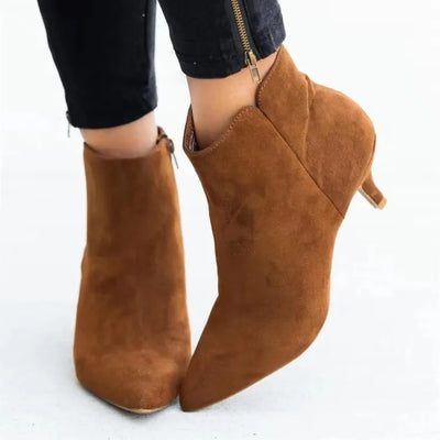 Botas Cortas Nude Talla Grande - Cómodas con Cierre y Diseño Casual - Image 9