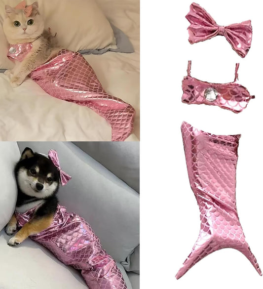 Disfraz de Sirena para Mascotas - Traje Divertido para Gatos y Perros