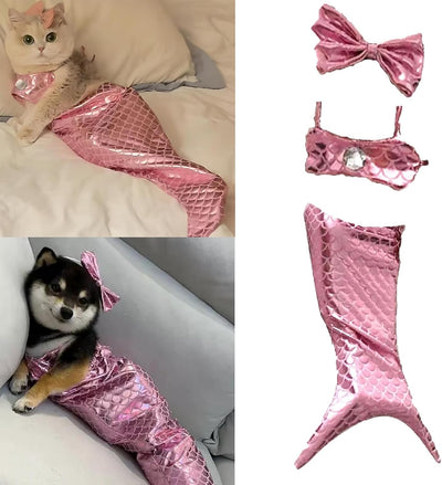 Disfraz de Sirena para Mascotas - Traje Divertido para Gatos y Perros