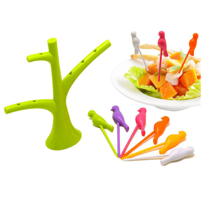 Tenedores Decorativos Infantiles con Diseño de Árbol y Pájaros - Set de Pinchos para Frutas y Postres - Image 4