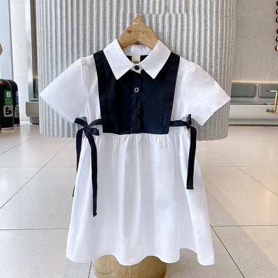 Vestido Niña con Lazo y Efecto Dos Piezas - Image 3