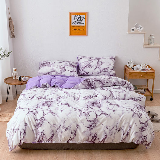 Juego de Funda Nórdica y Almohada con Patrón de Mármol - Image 4