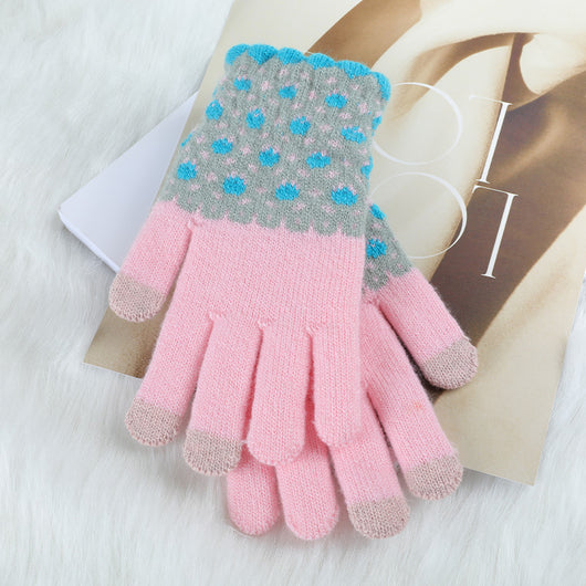 Guantes Tejidos de Invierno con Contraste de Colores y Forro Polar para Mujer - Image 16