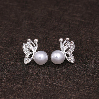 Conjunto de Aretes y Collar con Mariposa de Perla y Diamantes Completos - Image 10