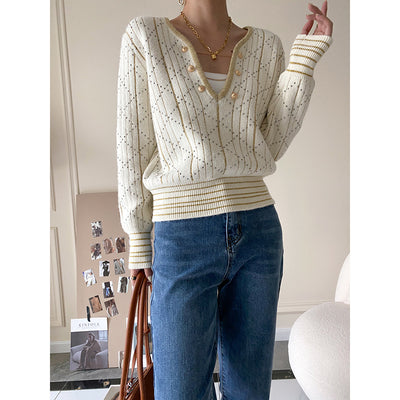 Suéter Corto Escote V con Diamantes para Mujer - Image 10