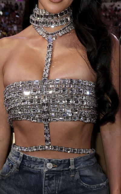 Top Tubo Bandage con Encaje y Strass Ajustable - Image 12