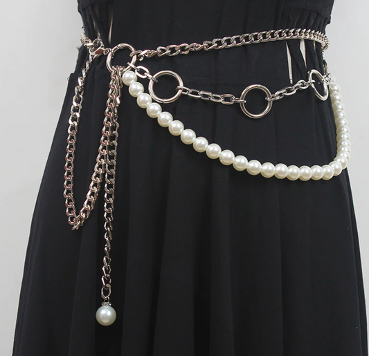 Cinturón de Perlas Decorativo Versátil para Vestidos y Faldas