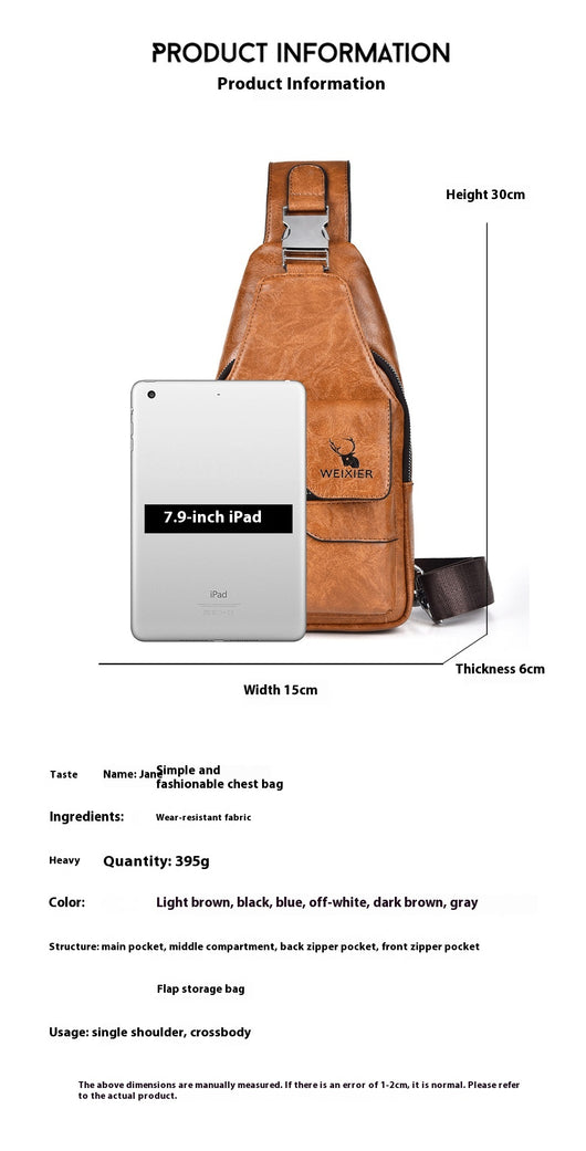 Bolsa de Pecho Retro para Hombre - Gran Capacidad Impermeable - Image 21