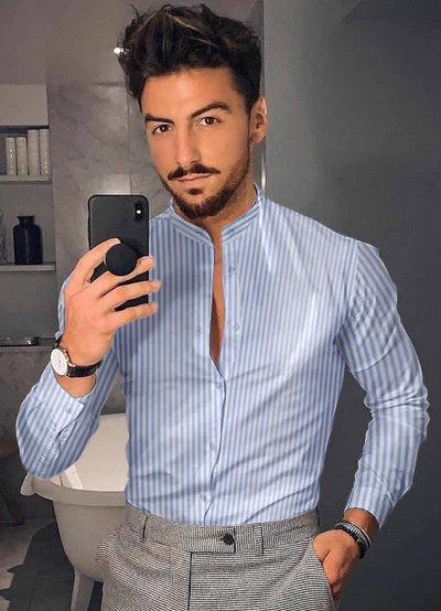 Camisa Casual de Manga Larga con Estampado Floral para Hombre - Image 8
