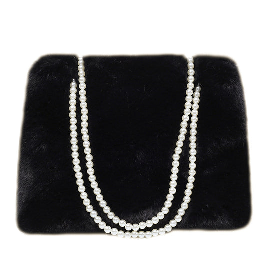 Bolso de Hombro Pearl Plush de Gran Capacidad con Detalles Perlados - Image 5