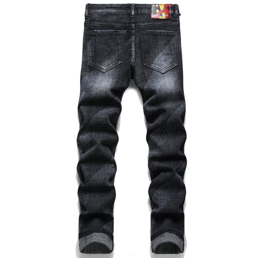 Pantalones Vaqueros Skinny Estampados para Hombre Cintura Media - Image 8