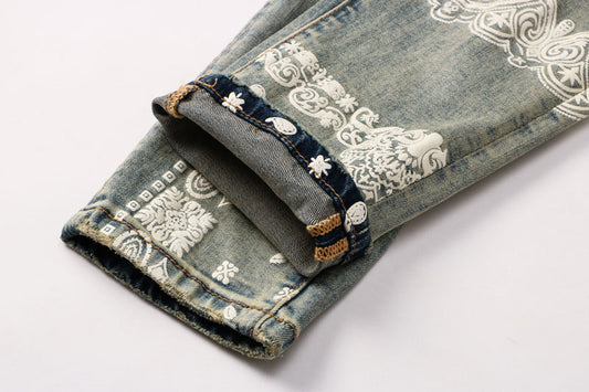 Jeans Vintage Desgastado con Estilo para Hombre - Image 2