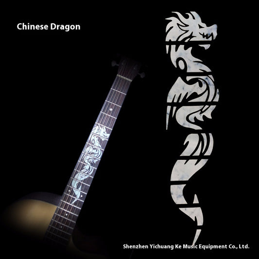 Blue cloud-shaped inlay stickers for guitar fingerboards, shown on a guitar neck and as a full sheet. - Image 2