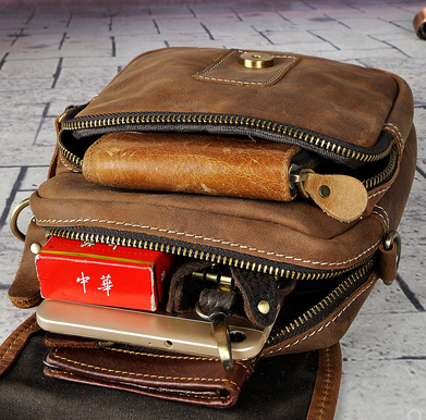 Bolsa Bandolera de Cuero Genuino - Riñonera Compacta para Hombre y Mujer - Image 4