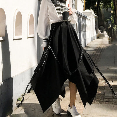 Falda Irregular Invierno Estilo Coreano Elegancia Negra - Image 8