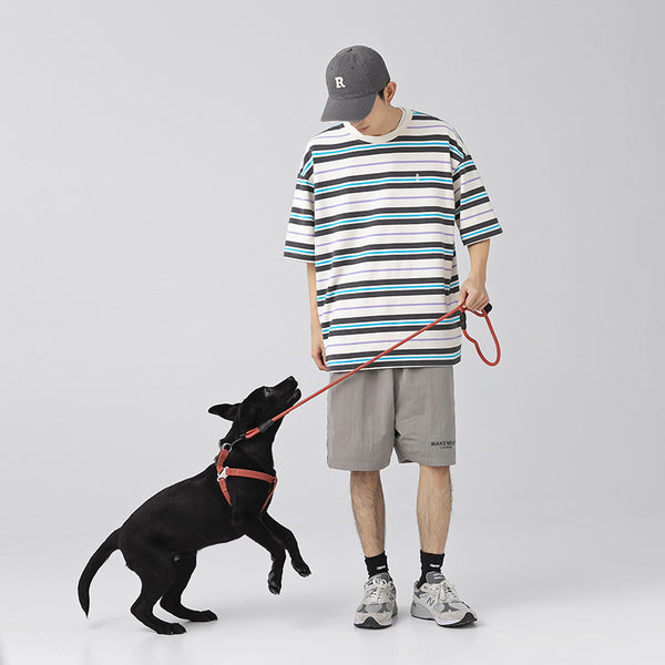 Playera Hombre Rayas Contraste Retro Suelta Versátil