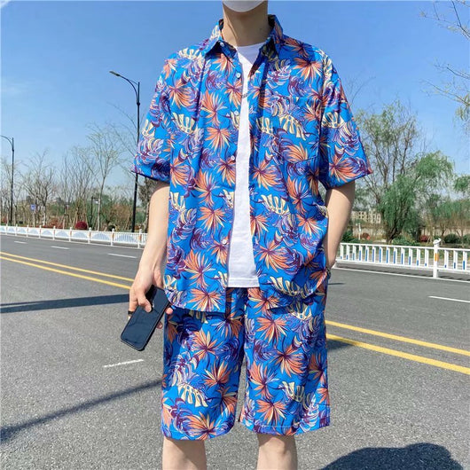 Conjunto de Playa Floral para Hombre - Camisa y Pantalones Cortos - Image 3