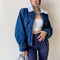 Chaqueta Denim Retro Americana con Forro de Lana para Mujer
