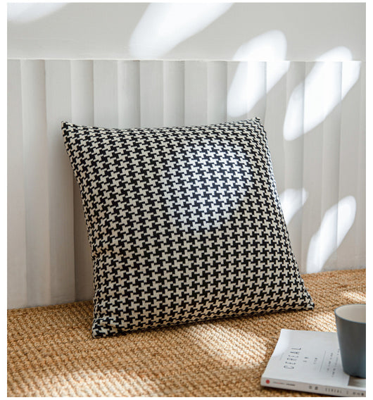 Funda de Cojín Houndstooth Nórdico Blanco y Negro Angsge - Image 17