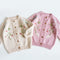 Cardigan Tejido para Niña con Bordado de Fresa y Flores