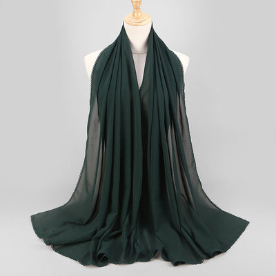 Pañuelo Elegante de Encaje Monocromático y Gasa Perlada para Mujer - Image 20