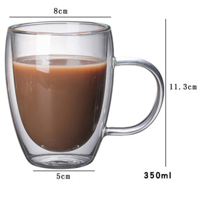Taza de Café Térmica de Vidrio Borosilicato Doble Capa con Asa - Image 17