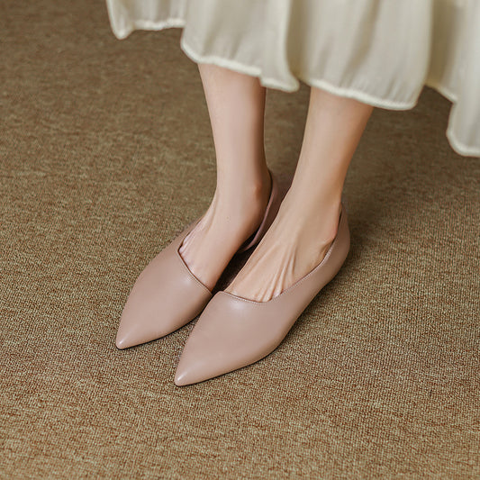 Zapatos de Tacón Bajo Estilo Retro Francés en Cuero Genuino para Mujer - Image 2