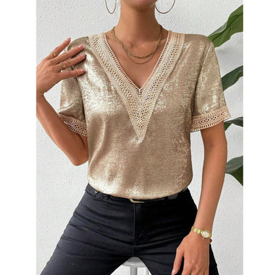 Blusa Elegante para Mujer con Encaje y Escote en V - Image 3