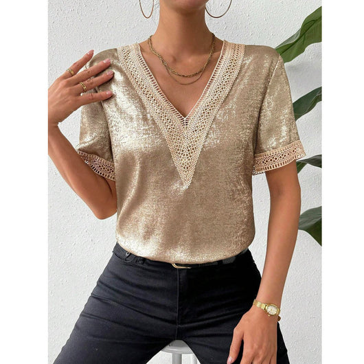 Blusa Elegante para Mujer con Encaje y Escote en V - Image 3