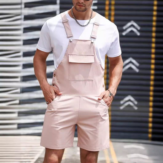 Pantalones Casual con Tirantes de Colores Sólidos para Hombre - Image 3