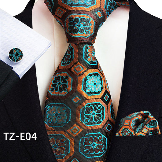 Set de 3 Piezas: Corbata Paisley, Pañuelo de Bolsillo y Gemelos - Image 9