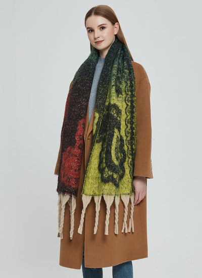 Bufanda Jacquard Paisley con Flecos Gruesos - Image 15