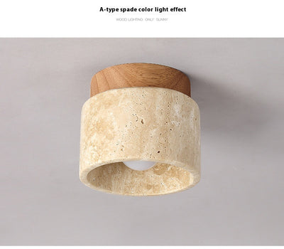 Lámpara de Techo Silenciosa Piedra Cueva Amarilla con Madera - Image 11
