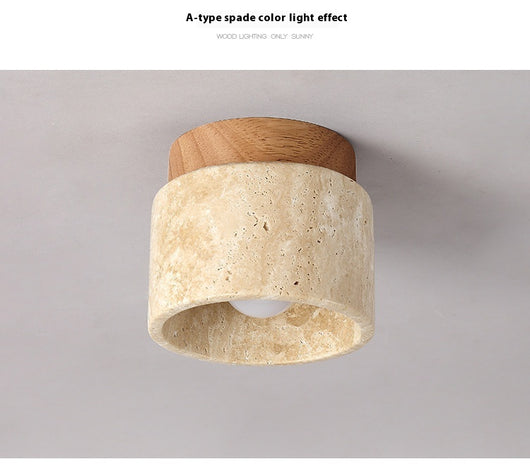 Lámpara de Techo Silenciosa Piedra Cueva Amarilla con Madera - Image 11