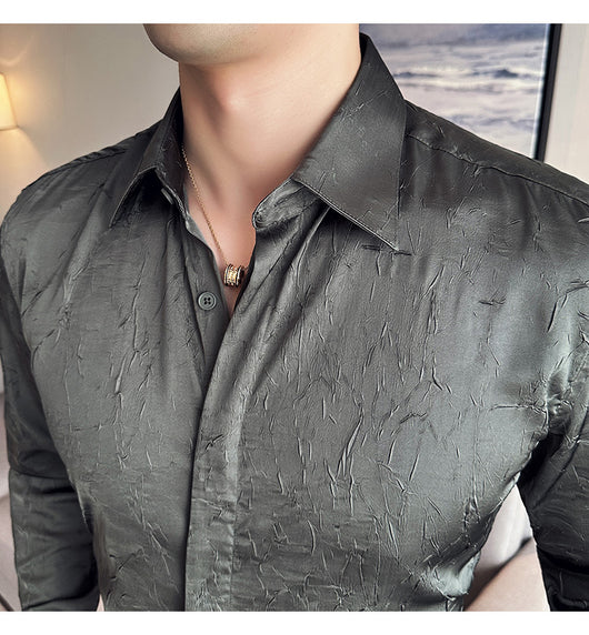 Camisa Larga Hombre Ice Silk Textura Premium - Transpirable y Fresca - Image 14