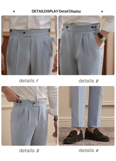 Pantalones Casuales Drapeados Slim-Fit para Hombre - Traje de Negocios - Image 13