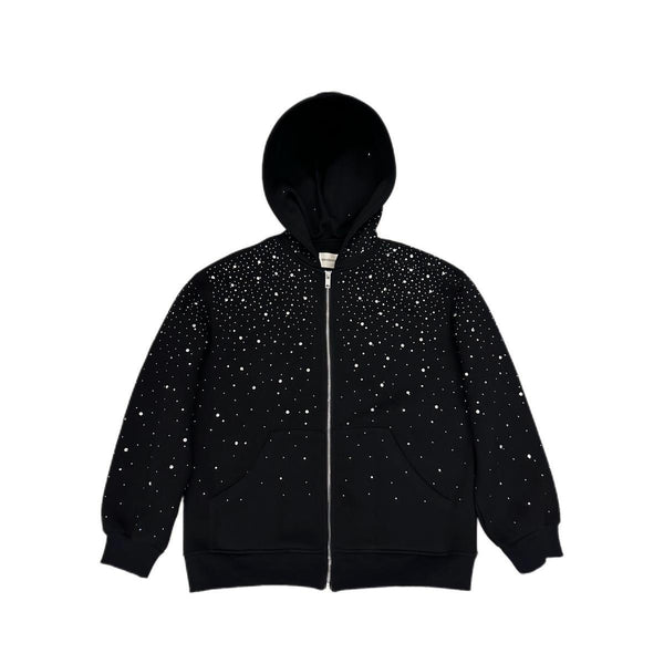Chaqueta Casual con Capucha y Detalles de Strass para Mujer