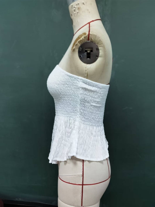 Top Tubo Sexy sin Mangas Elástico Hombro Descubierto para Verano - Image 14