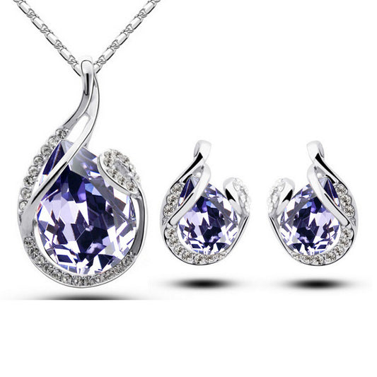 Conjunto de Collar y Aretes de Strass Brillante - Image 2