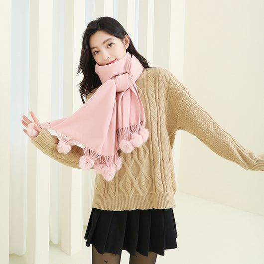 Capa Elegante para Mujer con Pompones - Mezcla de Cachemira y Lana - Image 23