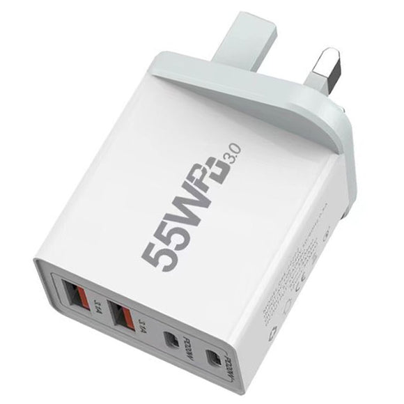 Cargador USB Multi-Puerto 55W - Carga Rápida para Múltiples Dispositivos